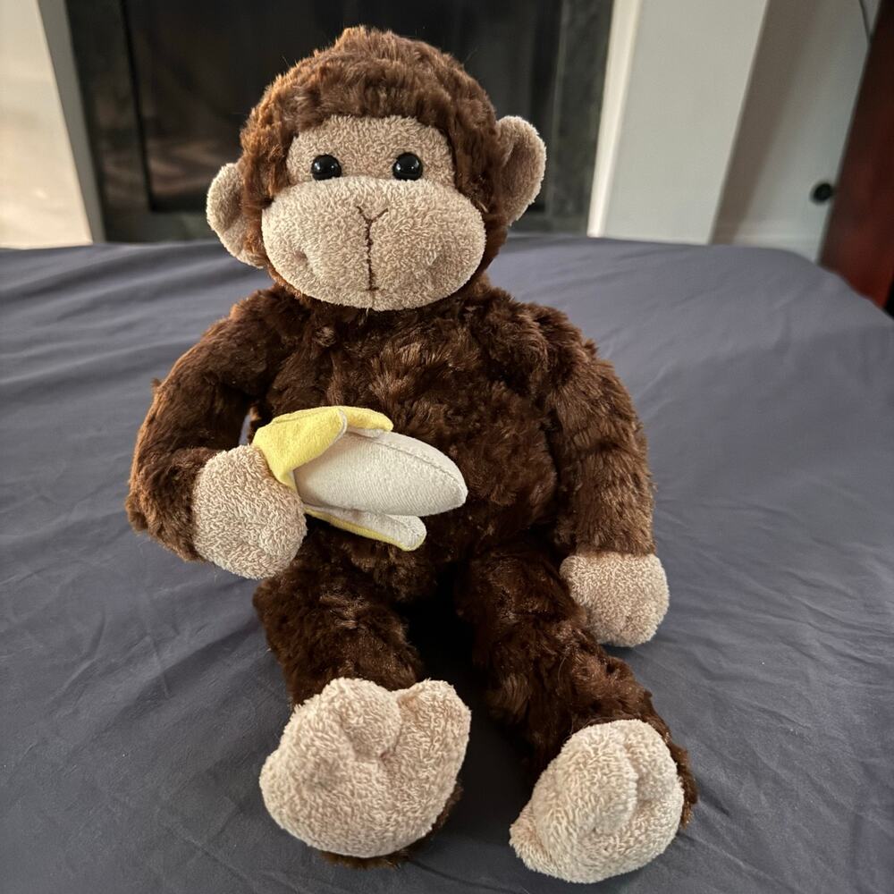 GUND Brown Monkey Plush Holding Banana 15” Stuffed Animal Toy